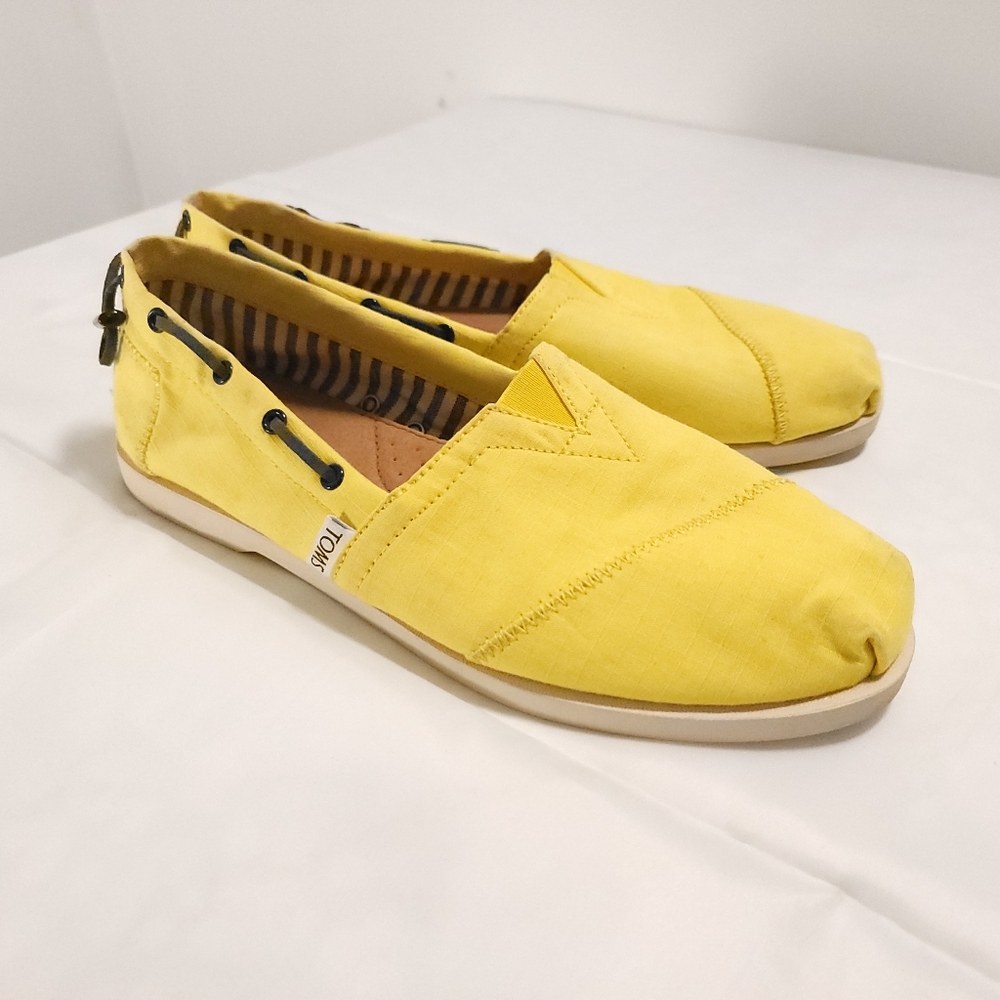 Tom's Alpargata Heritage Nautical Biminis Yellow Loafer Shoes Size 9.5